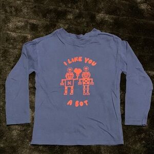 Hanna Andersson Blue and Red Robot Graphic Long Sleeve Tee